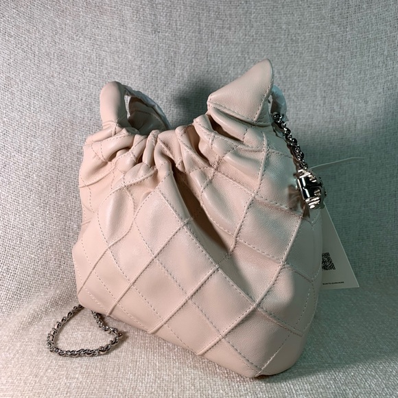 NEW Tory Burch Soft Fleming Pink Quilted Mini Hobo Crossbody Bag/Mini Handbag - Picture 6 of 16